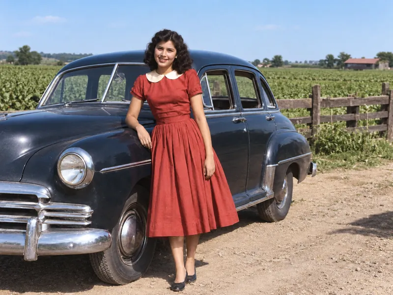 With the note: her dress was red