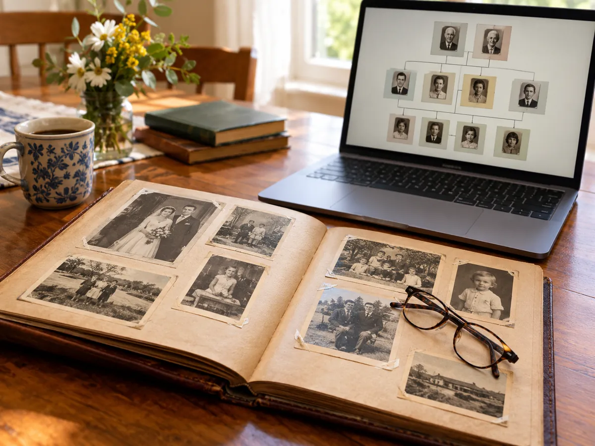 Odnowione stare zdjęcia rodzinne dodane do drzewa genealogicznego